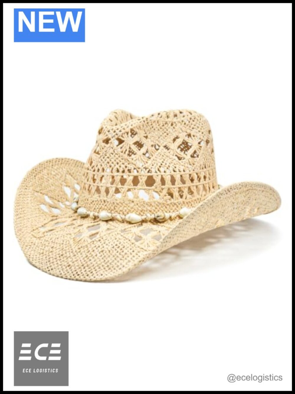 Woven Paper Straw Cowboy Hat Teardrop Western Sun Hat